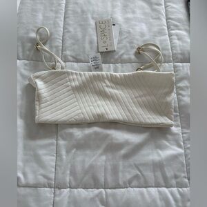 L*Space Cream Quilted Bralette bathing suit top